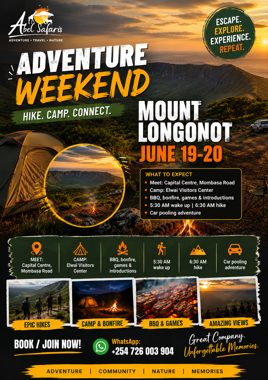 Mount Longonot hiking trip flyer